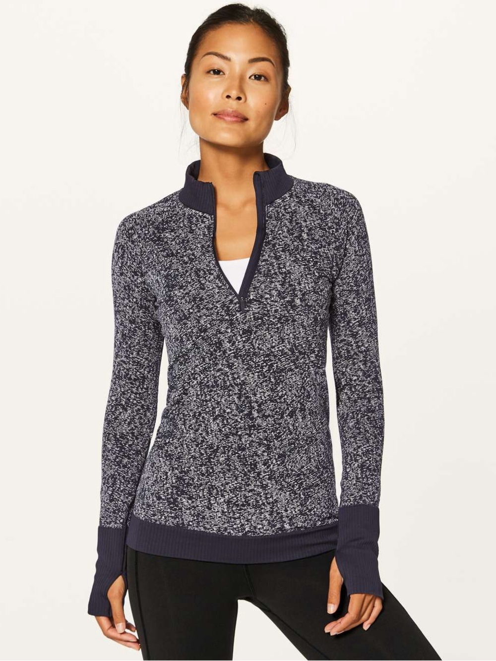 Lululemon Rest Less 1/2 Zip Black/White Size 6
